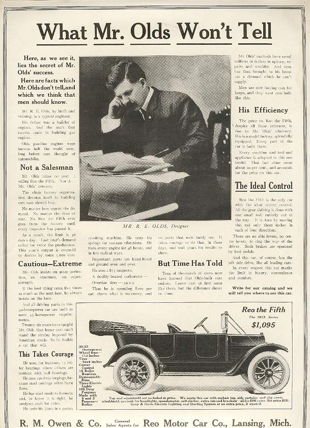 1913 REO Auto Advertising